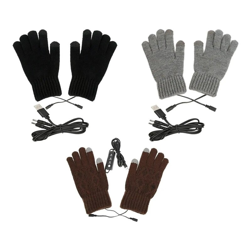 USB Heated Knitting Gloves para homens e mulheres, Hands Warmer, Presente do inverno