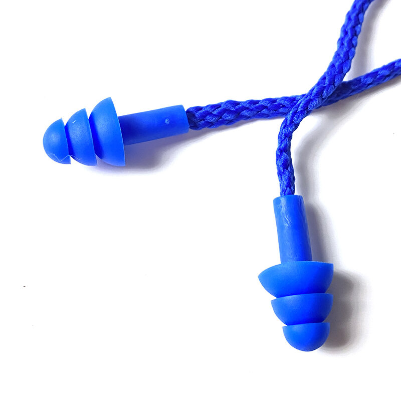 Penyumbat telinga silikon portabel, penutup telinga 1-10 pasang kotak portabel lembut nyaman pengurang kebisingan berenang dapat digunakan kembali dengan tali