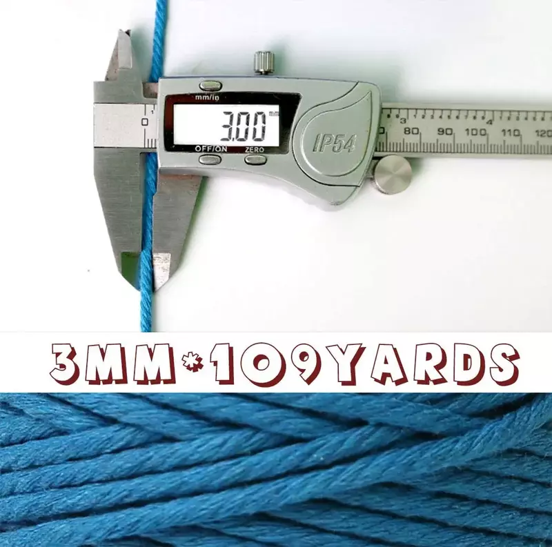 Cordón de algodón de macramé de colores, cuerda artesanal para tejer, textil para el hogar, 100M por rollo, 3mm, 100%