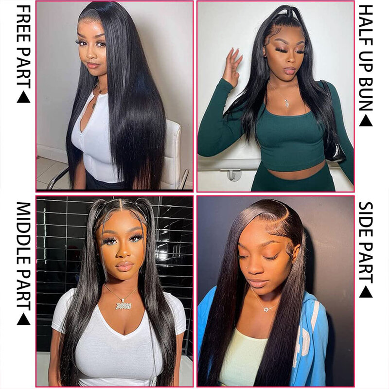 Indian Straight Lace Front Human Hair Wigs For Black Women Wet And Wavy Glueless 4x4 Transparent Lace Closure Wig Miss Belle