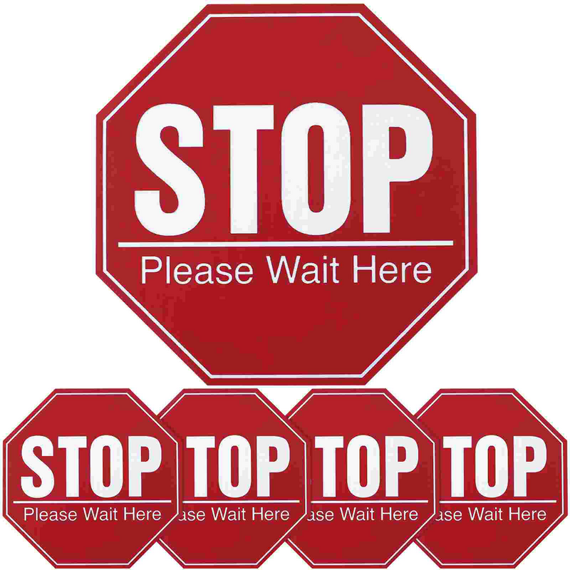 Toyvian Stop Sign Sticker Wall Decal 8X8 Inches Bus Stop Sign Floor Stickers Classroom Adhesive Floor Decal Social Distancing