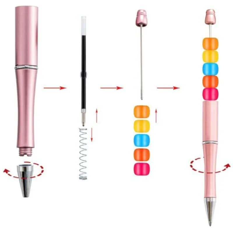 Kovict 30Pcs Ballpoint Pen DIY Bead Pen Plastic Beadable School Office Writing Supplies Stationery Wedding Gift