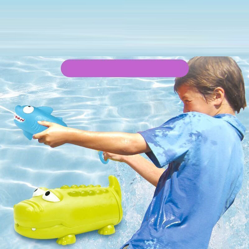 Canhão de água Arma Tiro Brinquedo, Tipo de Puxar Tubarão, Porco, Crocodilo, Spray de água, Praia, Exterior, Verão