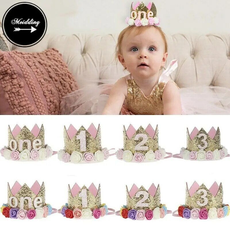 Decoración de fiesta de primer cumpleaños para niños, corona de 1 año, guirnalda de globos de primer cumpleaños, suministros de fiesta de Baby Shower