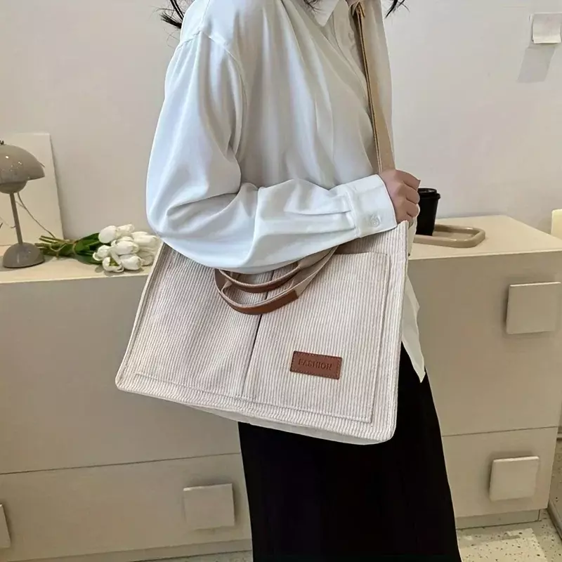 DA03  Corduroy Women's Tote Handbag Commuter Day Trendy Accessories ins Style Fashion Simple LargeCapacity