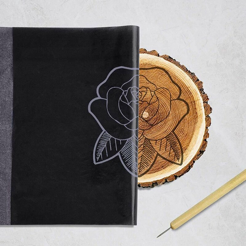 50 buah kertas karbon A4 hitam grafit mudah dibaca satu sisi Transfer Tracing lukisan dapat digunakan kembali permukaan seni kertas kopi untuk kayu
