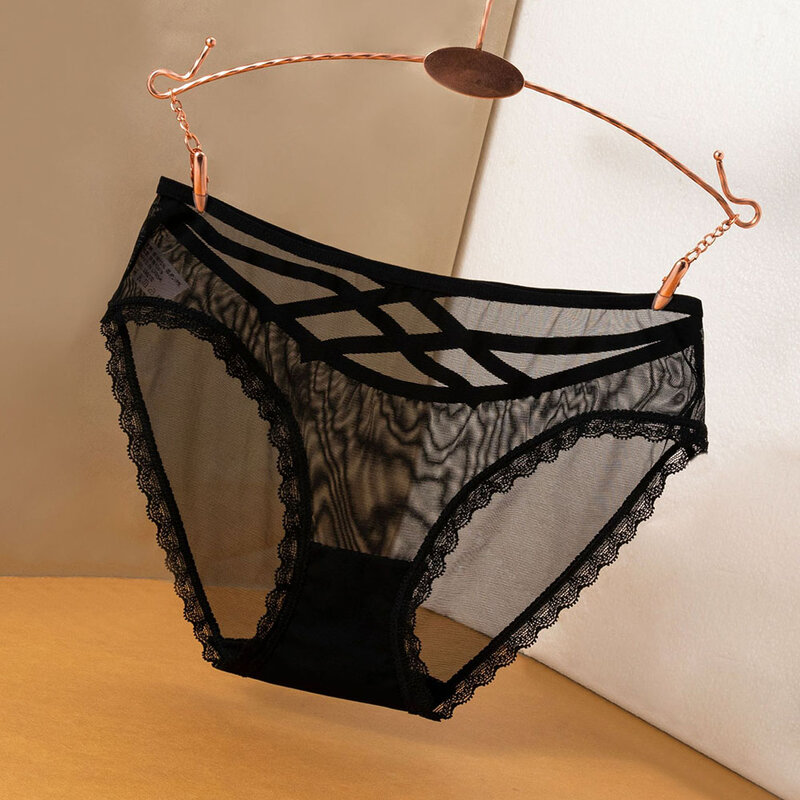 Women's Panties Sexy Lingerie Mesh Hollow Lace Transparent Temptation Briefs Ultrathin Intimates Underwear Breathable Underpants