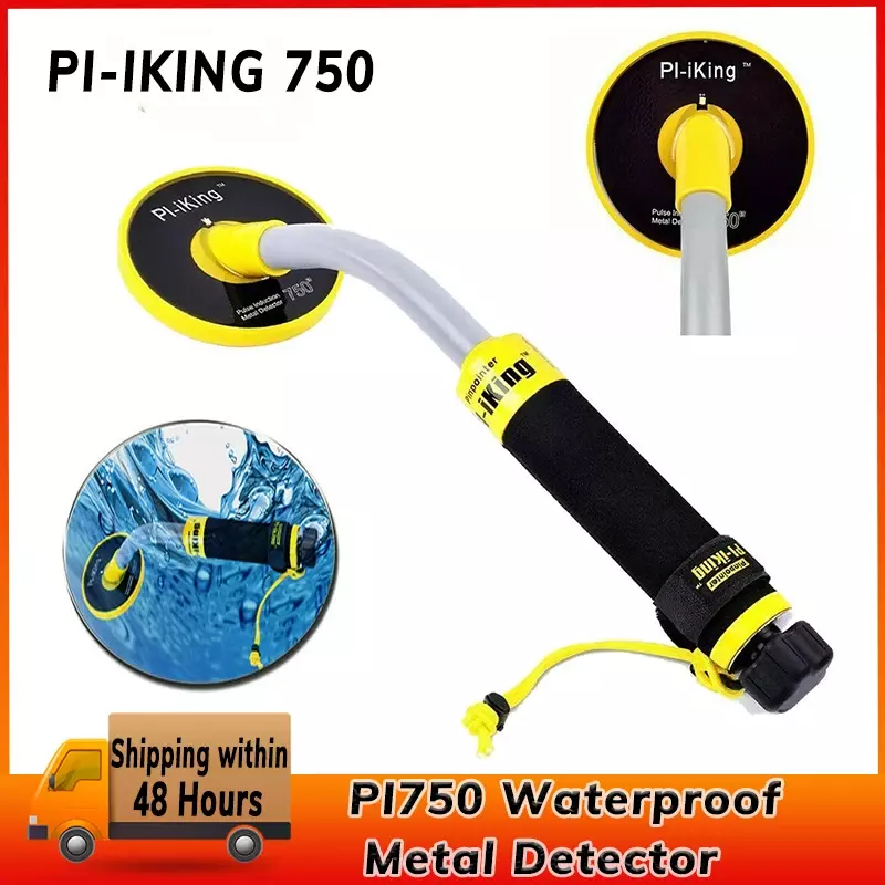 Detektor logam bawah air PI750, pendeteksi logam tahan air pemburu harta karun tampilan lampu LED dasar laut emas dan perak