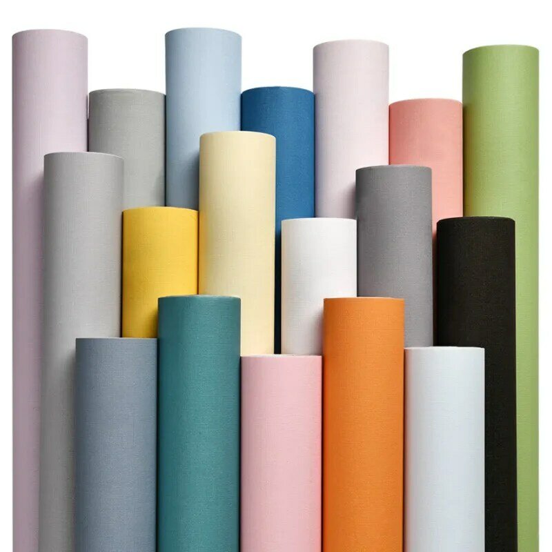 Macaron DIY-pegatinas autoadhesivas de Color sólido, papel tapiz de renovación de pared, PVC grueso, impermeable, dormitorio, armario