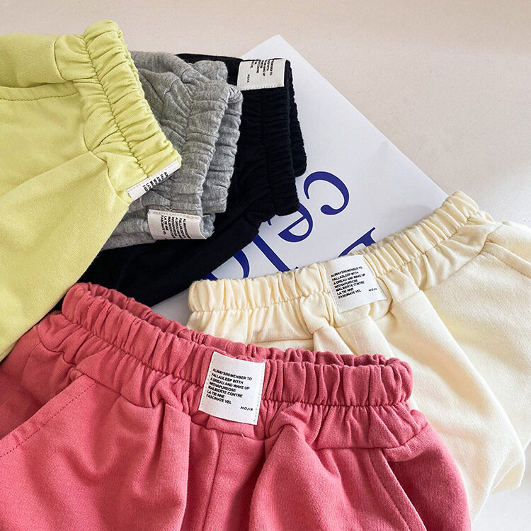 Pantalones cortos holgados de algodón para niñas, ropa deportiva para bebés de 1 a 10 años, Color sólido, Verano