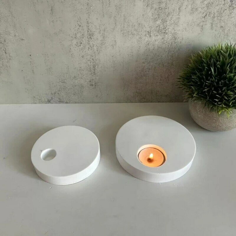 Molde para portavelas forma redonda, soporte para velas 3D, molde silicona, encantadores moldes para candelabros yeso,