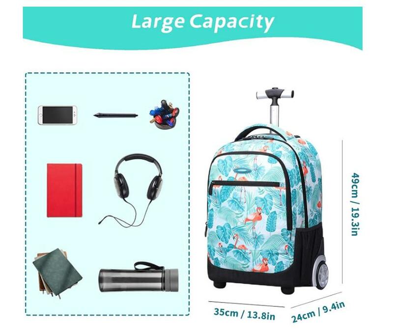 Aoking-mochila enrollable de 18 pulgadas para niñas, bolso con ruedas, escolar, equipaje con ruedas