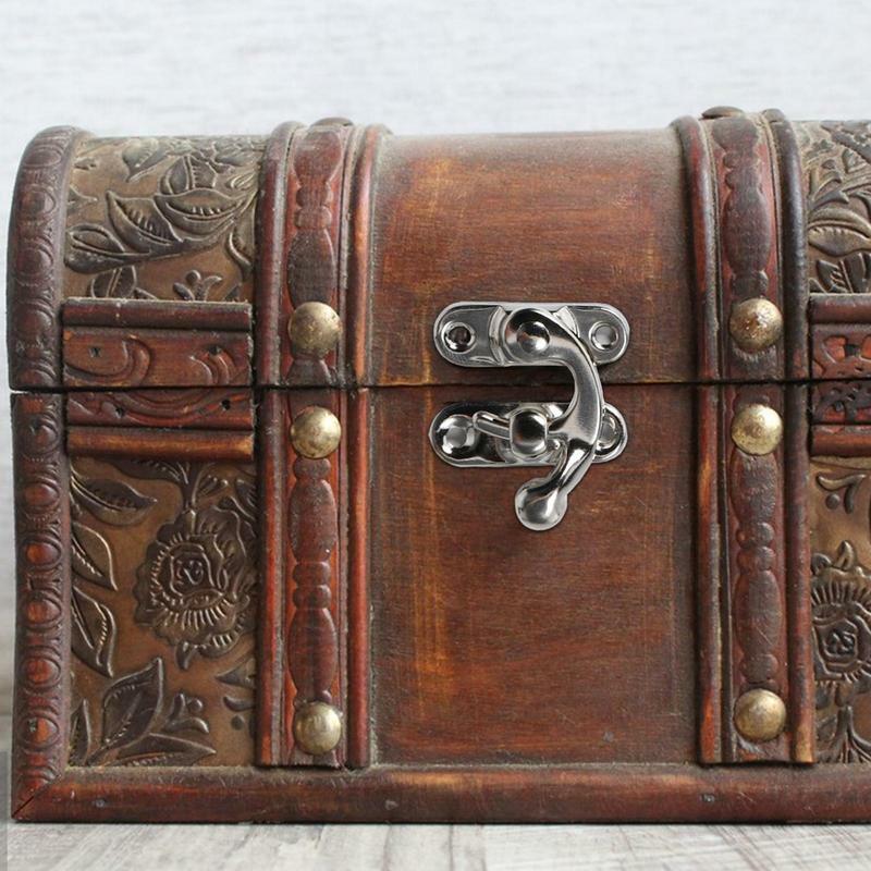 Ferrolho de gancho antigo para caixa de jóias, estilo vintage, trava esquerda e direita, retro, 2 peças