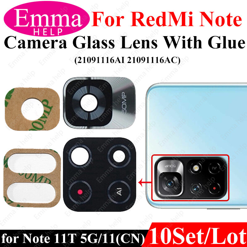 10 Stuks, Achterste Camera Lens Glas Voor Xiaomi Redmi Note 10 Pro 10S 10T 10 5G Plus 9S 8T 8 9 Pro 7 Note 11 Lenese Lijm Lijm