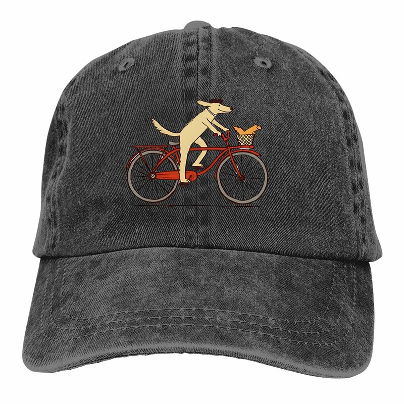 Summer Cap Sun Visor Dog And Squirrel Are Friends Whimsical Animal Art Riding A Bicycle Hip Hop Caps Dogs Cowboy Hat Peaked Hats