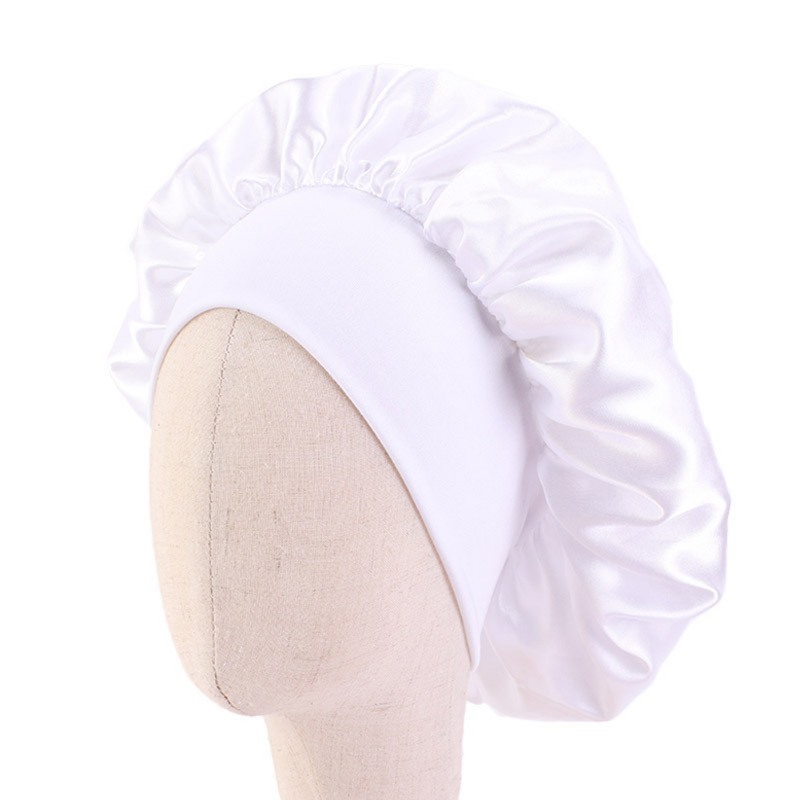 소년 소녀 실키 새틴 보넷 캡 터번 모자, 넓은 탄성 밴드, 야간 수면 모자, 8 가지 색상