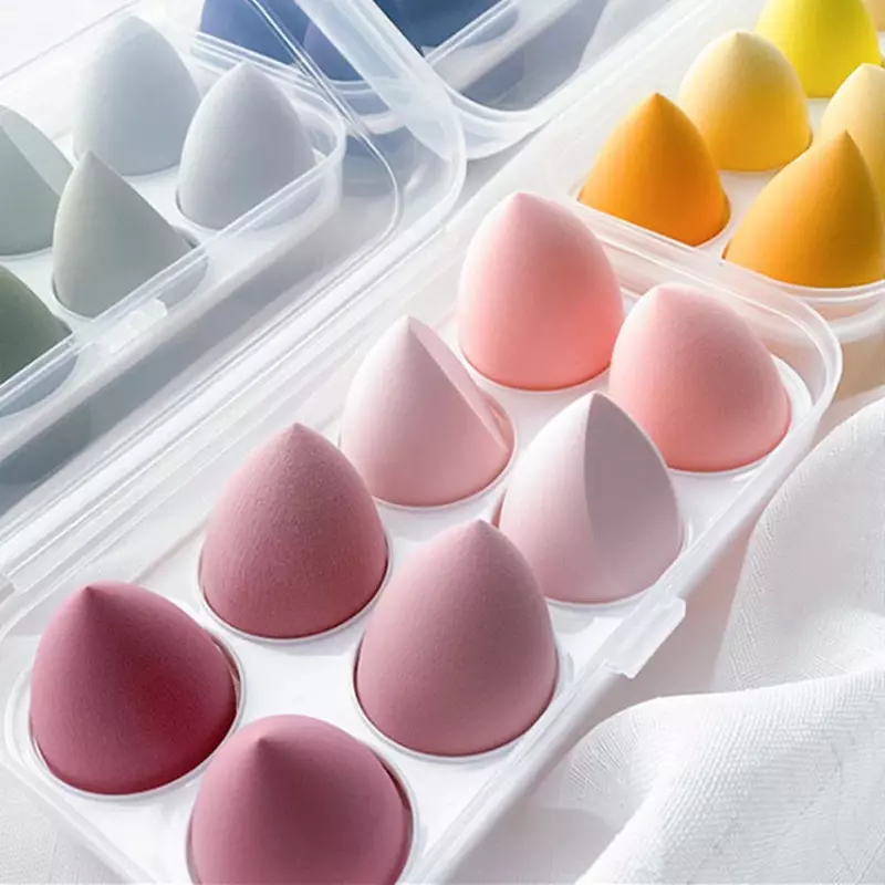 8 pçs esponja puff maquiagem ovo conjunto liquidificador maquiagem acessórios ferramenta corretivo-creme fundação colorido e multi-estilo beleza sopro