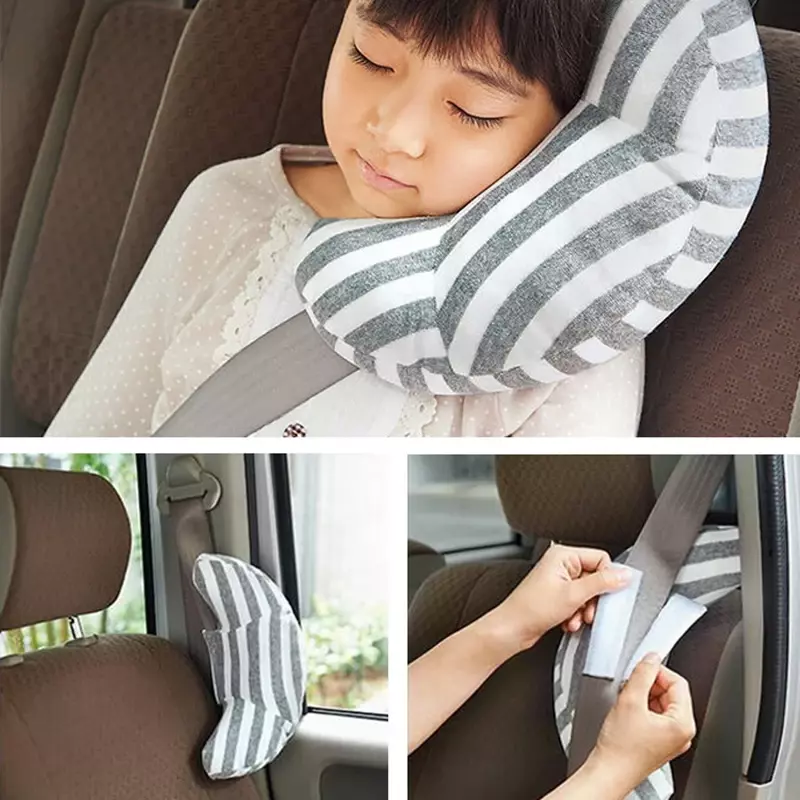 Almohada de coche para niños con forma de reposacabezas de cuello, almohadilla de cinturón de seguridad de coche para bebé, soporte de diadema para cinturón de seguridad de hombro para niños