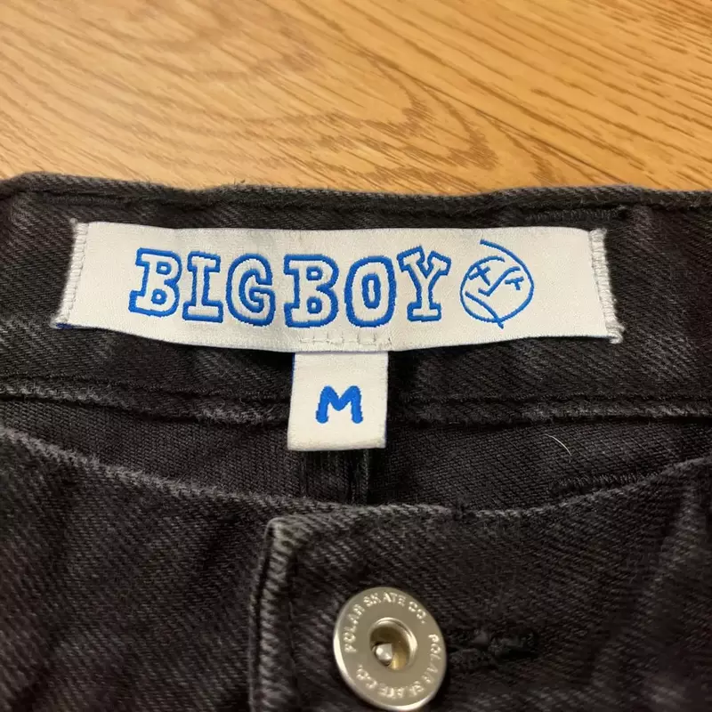 Vintage Y2k Big Boy Cartoon Graphic ricamo Jeans Shorts Hip Hop Streetwear pantaloncini larghi da palestra per uomo Harajuku pantaloncini gotici