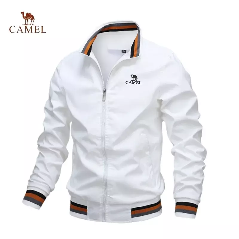 High End Embroidered CAMEL High-quality Men's Zippered Jacket, Spring and Autumn Fashionable Casual Outdoor Sports Jacket Top