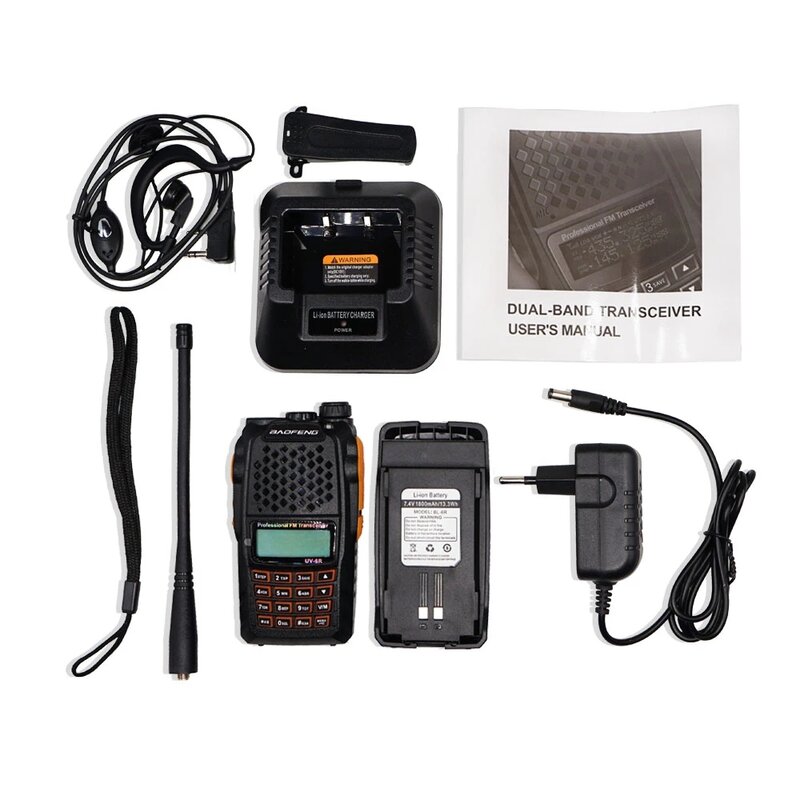 Baofeng-UV-6R Walkie Talkie portátil, UHF, VHF, Dual Band, CB Ham Radio, Hnadheld, rádio bidirecional, transceptor FM, UV6R, 7W