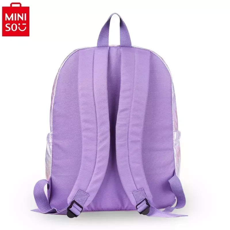 MINISO-mochila de lantejoulas para crianças, grande capacidade, cauda de sereia, anime desenhos animados, disney, estudante, doce