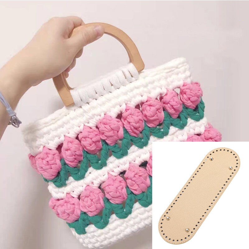 29.5*10cm Oval Bottom for Knitted Bag PU leather Bag Accessories Handmade Bottom DIY Crochet Bag Bottom Solid Color Bag Part