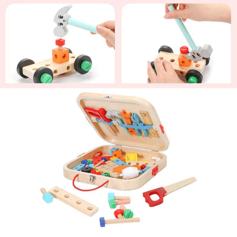 Wooden Kid Tool Set Pretend Toy for Living Room Birthday Gift Toddlers