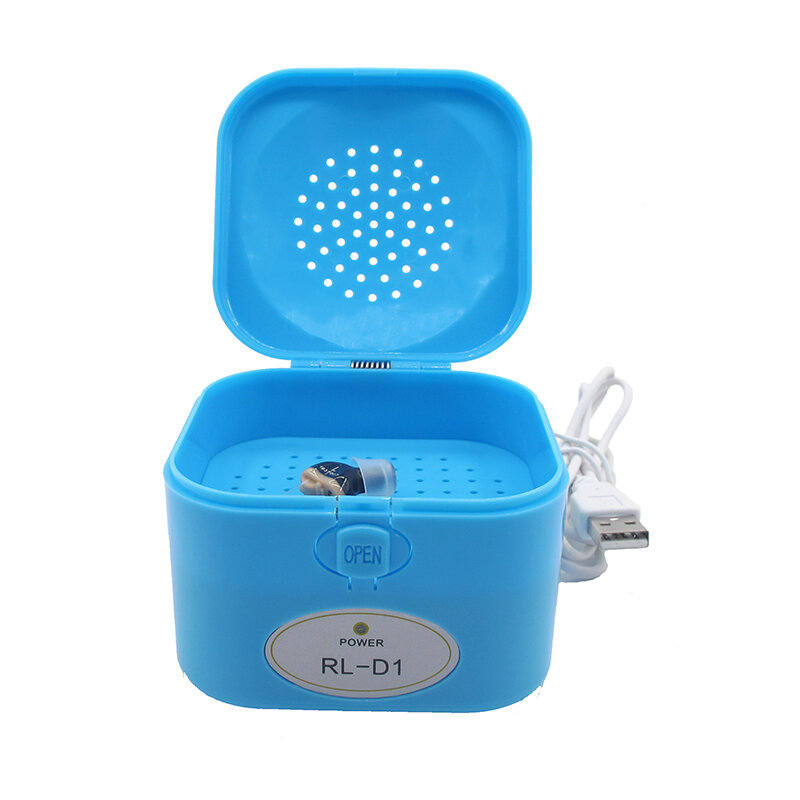 Usb aparelho auditivo desumidificador elétrico azul amplificador de som secador conveniente caso seco para pessoa surda dropship