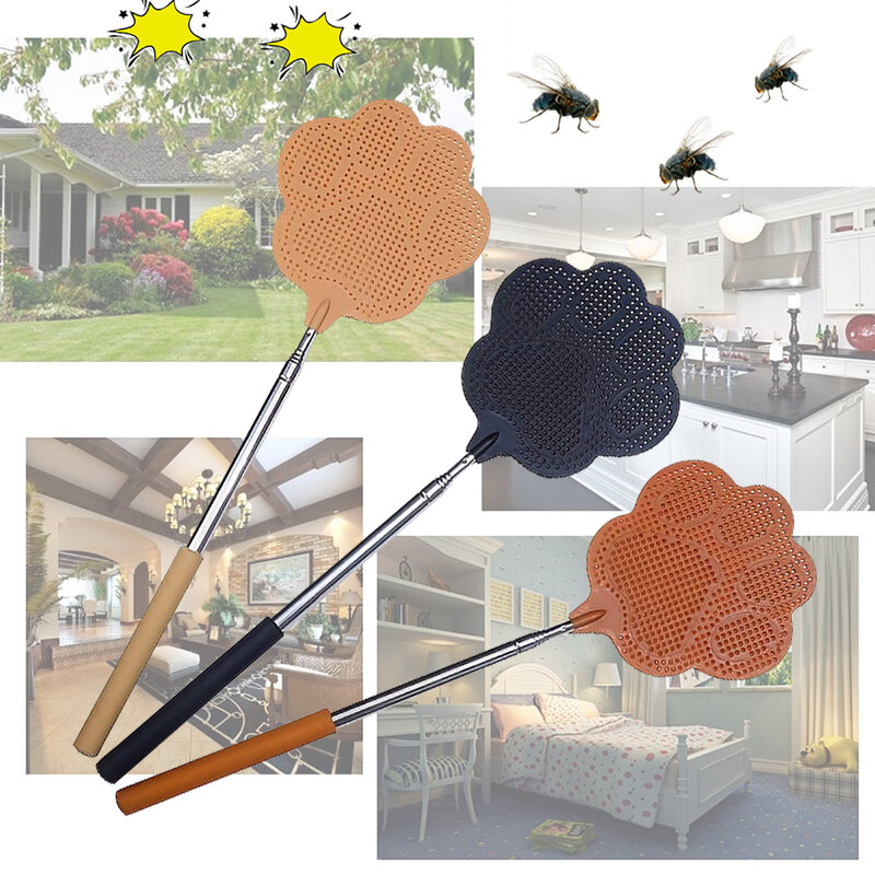 3pcs/set Telescopic Fly Swatter Mosquito Swatter Racket with Telescopic Handle Large Size Flyswatter for Indoor Outdoor