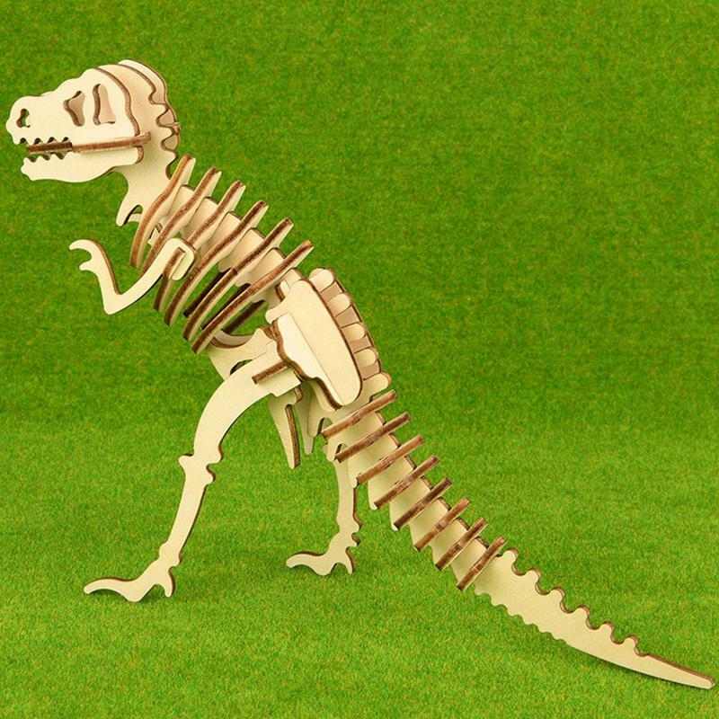 Enigma do dinossauro de madeira 3D para adultos e crianças, DIY Brain Teaser, brinquedo educacional STEM, seguro e fácil de construir