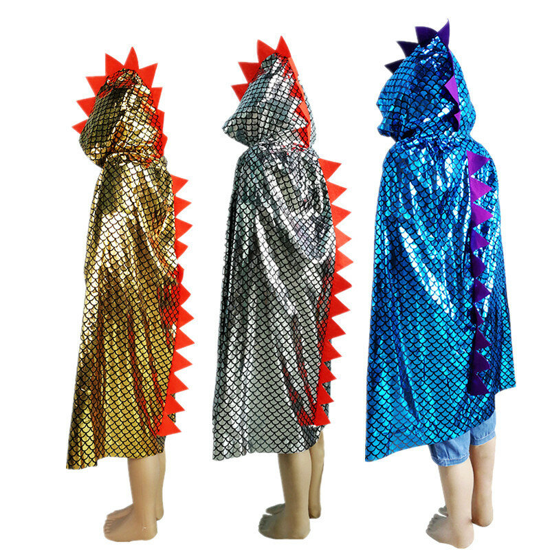 Dinosaur Cape Halloween Cosplay Costume Hooded Cloak for Kids Wizard and Girls Witch Cosplay Child Costume Halloween Party Cloak
