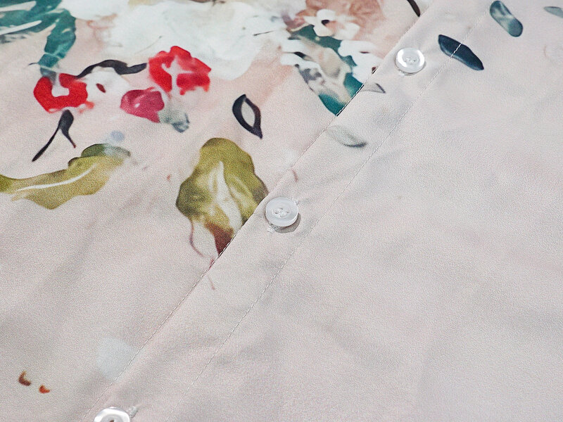 Blusa informal con estampado Floral para mujer, camisa de manga corta con botones, cuello de camisa a la moda, para primavera y verano, 2024