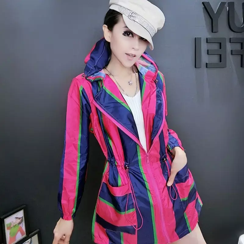 Jaket Bertudung Kaus Pakaian Jalan Tahan Angin Lengan Panjang Cepat Kering Tipis Y2k Atasan Mode Korea Kasual Jaket Bomber Wanita