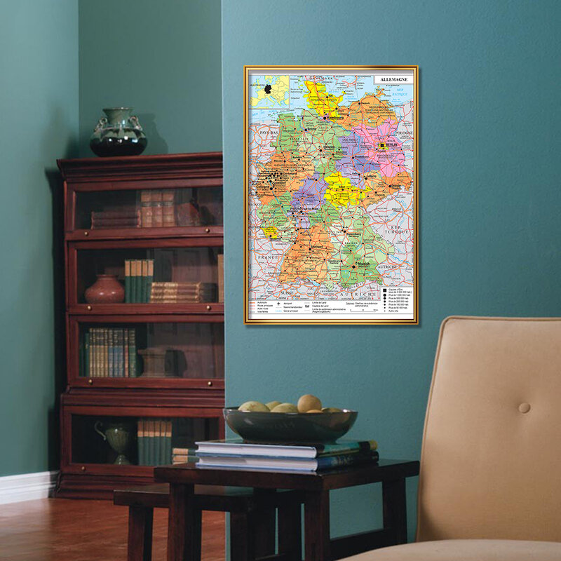 O Mapa do Mundo Militar Alemanha, Mapa Transporte em Francês, Wall Art Poster, Pintura da lona, Material Escolar, Decoração para casa, 59x42cm