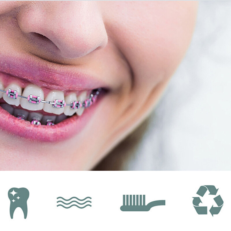 Cuidados de limpeza oral Dentes dentários Kits ortodônticos, Ferramenta de clareamento portátil, terno ao ar livre, escovas interdentais, 8pcs por conjunto