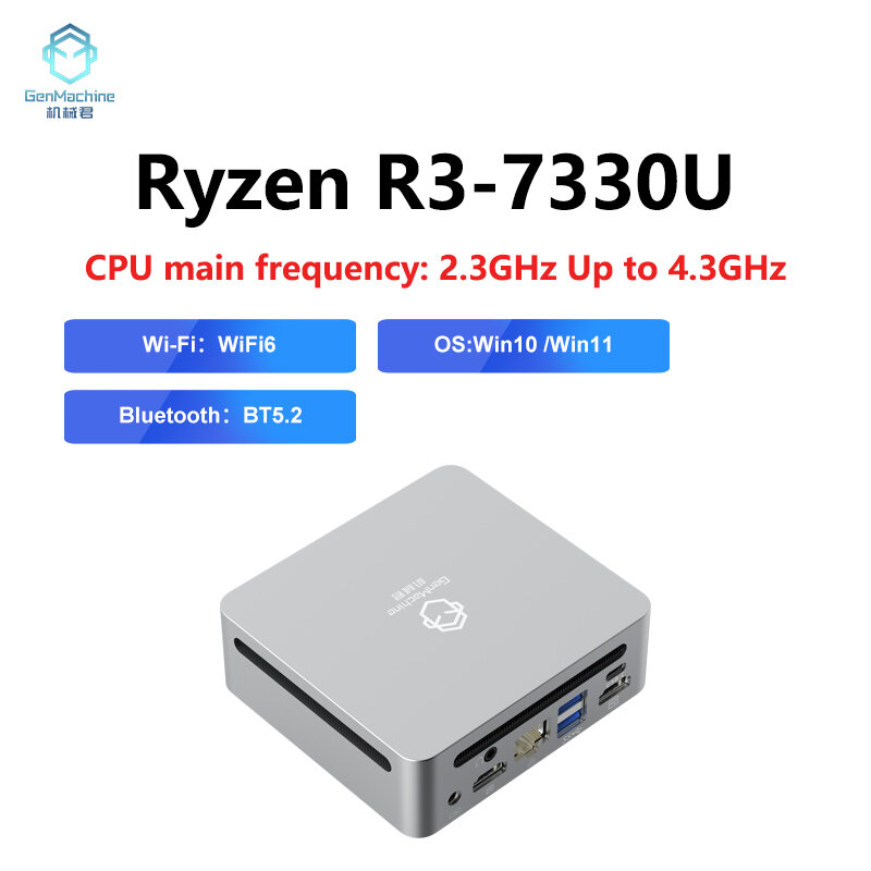 AMD Ryzen3 R3 7330U 미니 PC, 윈도우 11, 4 코어, 8 스레드, DDR4 3200Mhz, 256/512GB M.2 SSD, WIFI6 BT5.2 데스크탑 PC 게임, 신제품