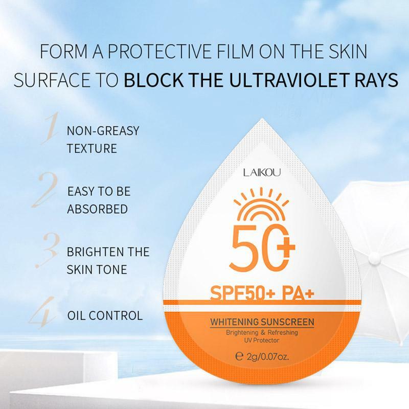 5szt Nawilżający krem przeciwsłoneczny SPF50+ Ochronny krem wybielający UV, folia ochronna chroniąca przed słońcem do pielęgnacji skóry, nietłusty makijaż