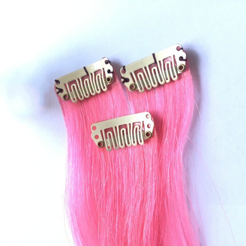 One Piece Fancy Red Pink Color Clip Hair Extensions Highlight Colored Clip-in One Piece Straight Colorful Rainbow