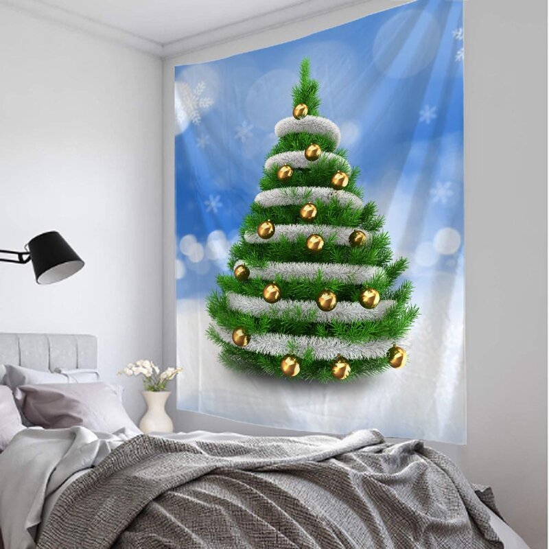 Christmas tree home decoration tapestry snow wall hanging santa new year gift elk background cloth room wall decoration
