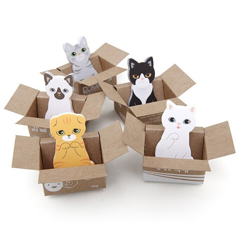 2020 Корейская Милая Канцелярия 3D мультфильм Скрапбукинг кошка коробка наклейки записная книжка клейкие заметки кавайные офисные школьные принадлежности