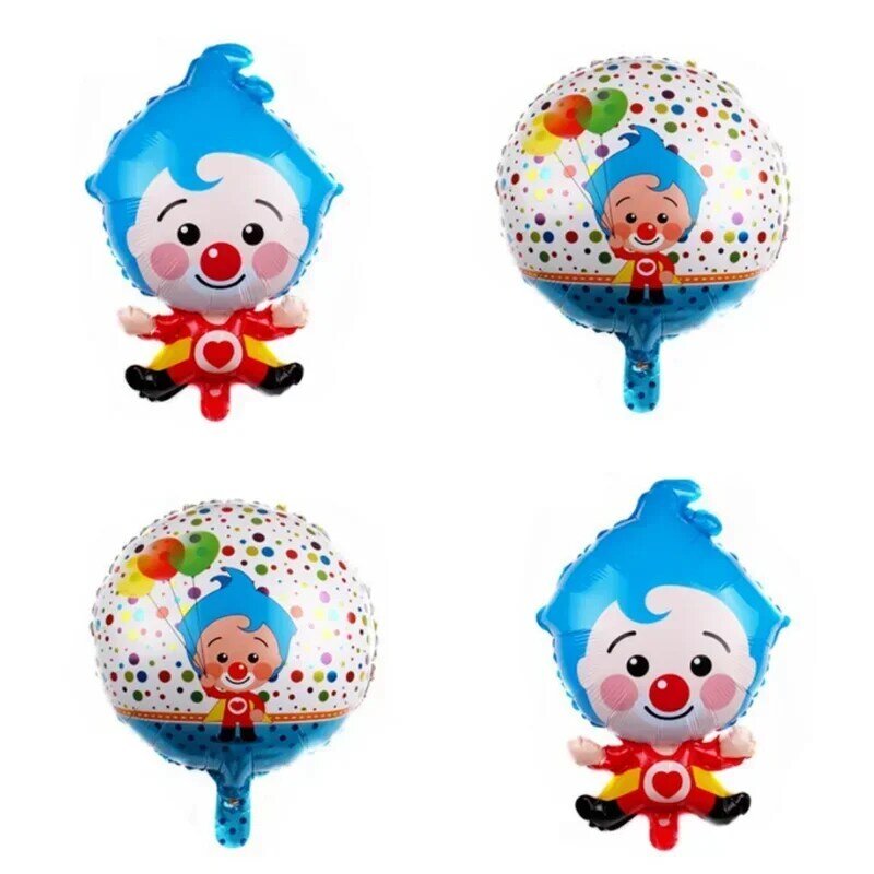 6 buah/Set balon Foil Plim badut kartun balon pesta ulang tahun anak dekorasi pemasok mainan bola anak-anak global udara mandi bayi
