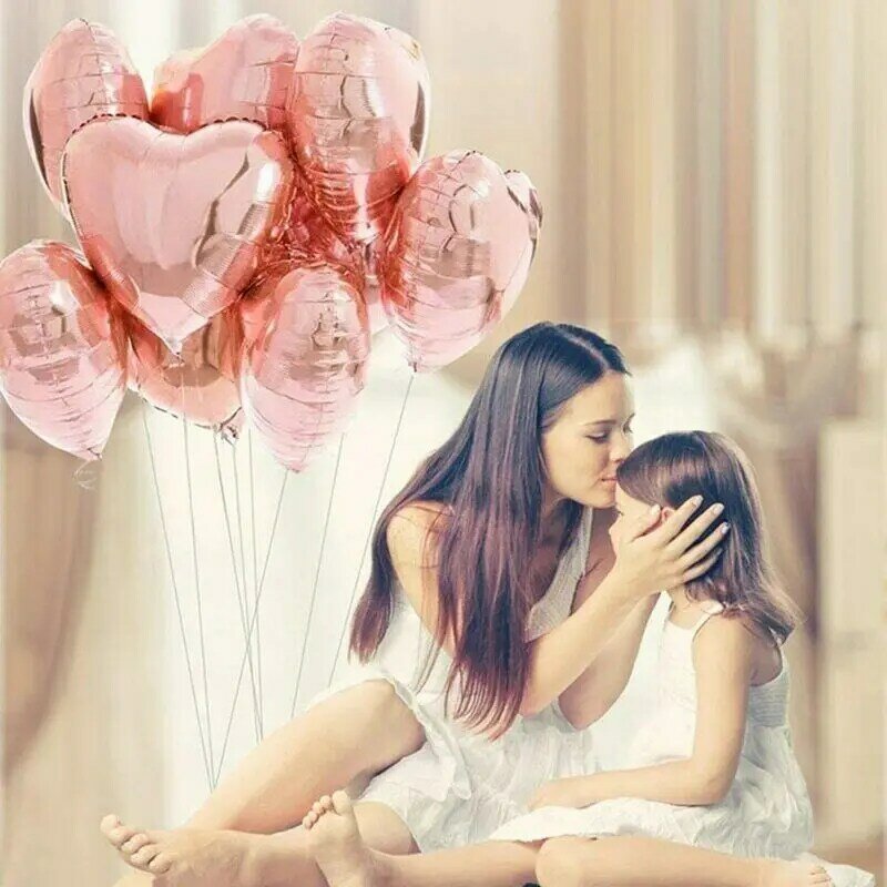 10 Buah Multi Rose Gold Balon Foil Hati Balon Helium Dekorasi Pesta Ulang Tahun Anak Balon Pernikahan Perlengkapan Baby Shower