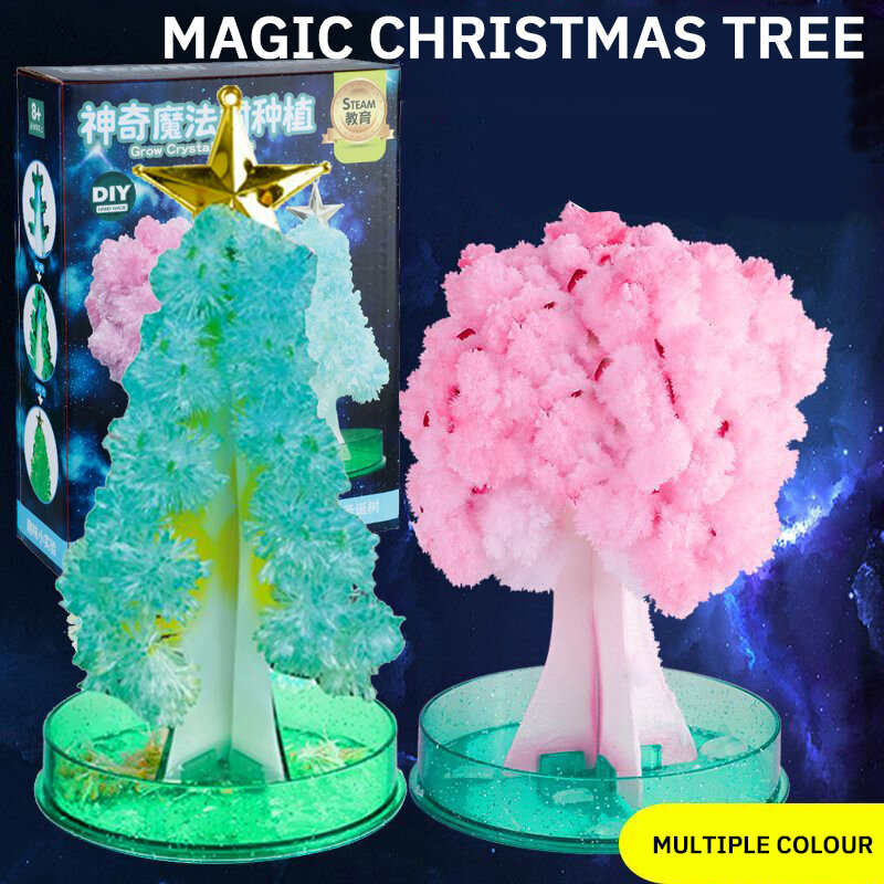 Árboles mágicos de cristal Sakura de papel para niños, árbol de Navidad mágico, juguetes de experimentos científicos, adornos de escritorio