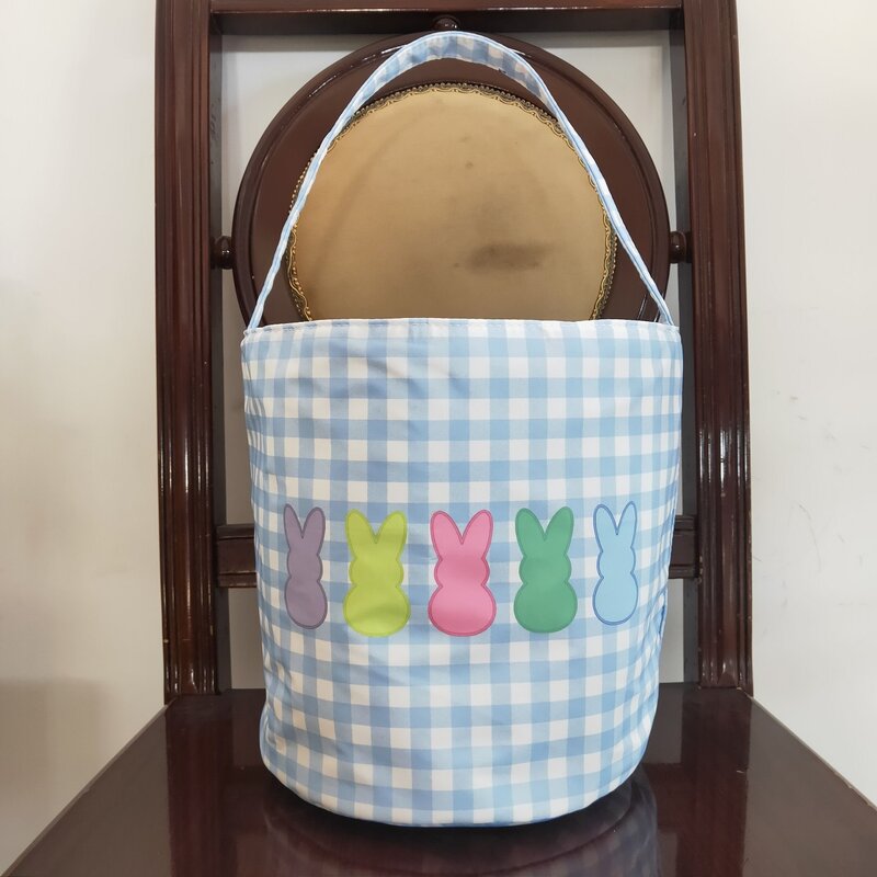 Оптовая продажа, Пасхальный кролик для маленьких мальчиков и девочек, клетчатые корзины, новый дизайн, праздничная Сумка для малышей