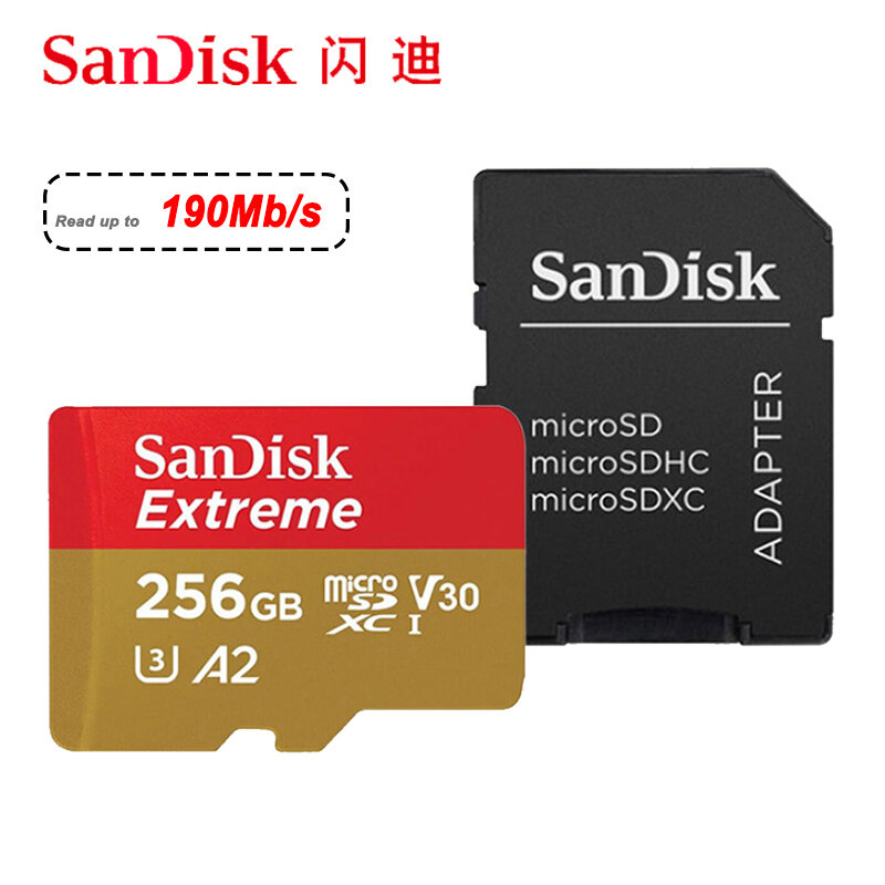 Sandisk Extreme Micro SD การ์ด64GB Micro SD 128GB 32GB การ์ดหน่วยความจำแฟลช256GB U3 4K การ์ดไมโครการ์ดจอ V30 512GB 1TB TF