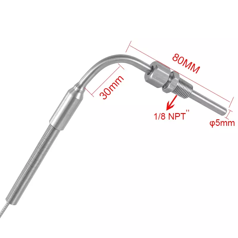 Movable Probe Stainless Steel K Type ElbowThermocouple Temperature Sensor 1M/2M/3M/4M/5M Cable Wire For Temperature Controller