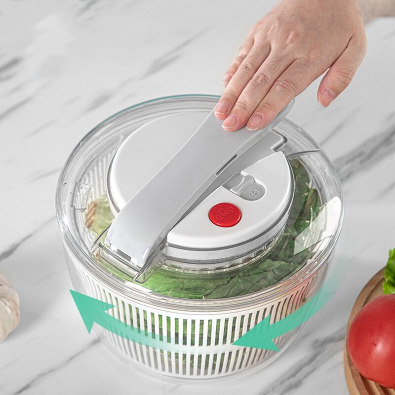 Salad Spinner Manual Lettuce Spinner For Vegetable Prepping, 1-Handed Pump Fruit Spinner Dryer Fruit Washer
