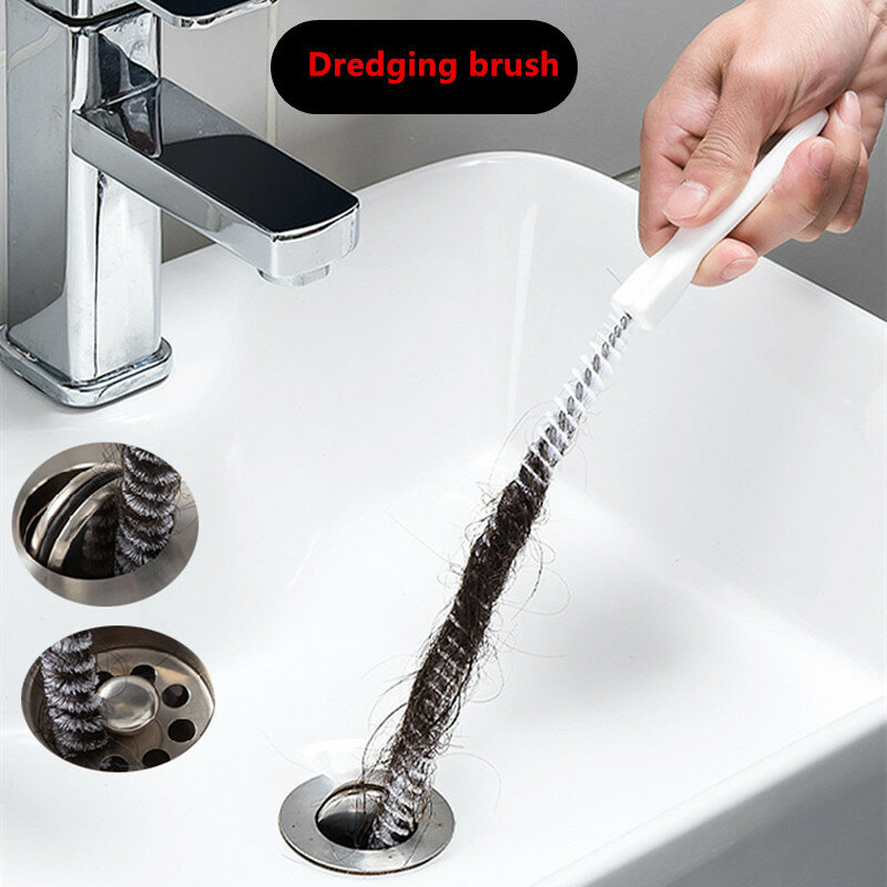 Escova de dragagem para cozinha e banheiro, escova de limpeza longa, limpador de drenagem flexível tampão, ferramenta removedor de furos, esgoto, pia