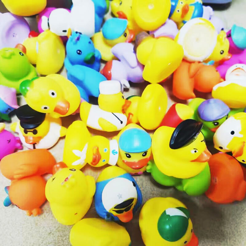 5-30 sztuk/partia gumowe kaczki wanienka zabawki dla dzieci prysznic kąpiel zabawka Float piskliwy dźwięk kaczka woda zagraj w grę prezent dla dzieci